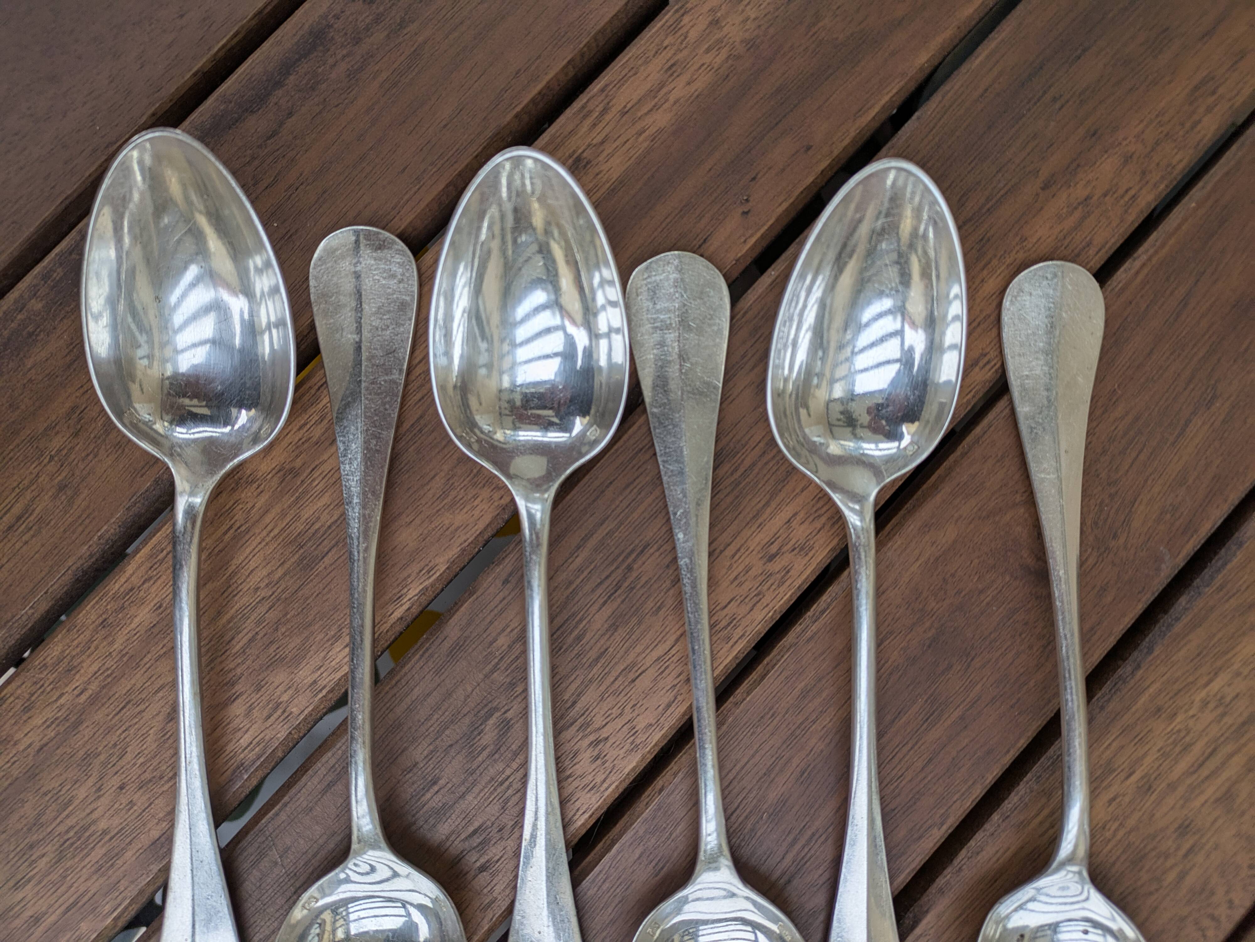 Set of 6 silver plated metal forks and spoons 20g with medallion f