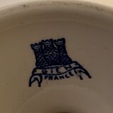 Pair of old candlesticks in blue and white earthenware Gien 1950