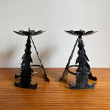 Brutalist folk art candlesticks