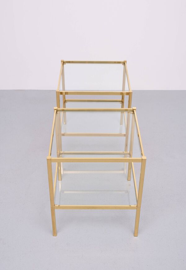 Tables d'appoint en laiton attribuées à Maison Baguès, France, années 1970