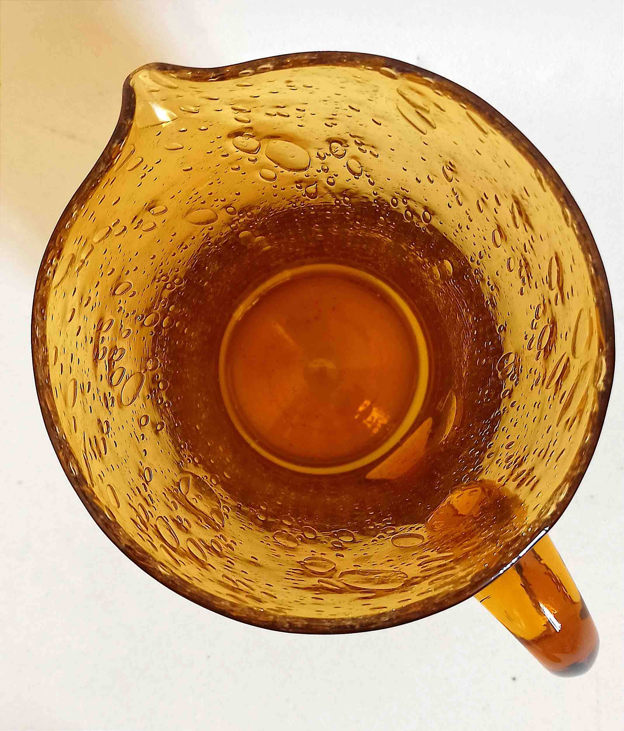 Biot carafe, amber glass, 1970s, height 21 cm