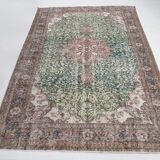 6x8 Vintage Green & Red Oriental Persian Rug, 172x252Cm