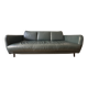 Green leather three-seater sofa Habitat