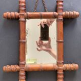 Late 19th century bamboo-style turned wooden mirror