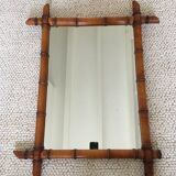 Bamboo-style wooden mirror 64x80cm