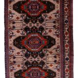 Handmade vintage Caucasian Kazak rug 4' x 6.9' (123cm x 213cm) 1960s