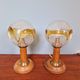 Pair of wooden and blown glass lamps, Honsel Leuchten, 1970s
