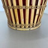 Minimalistic Bamboo Metal Planter Plant Stand Matégot Style, France, 1960s