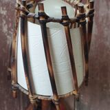 Pair of vintage rattan and bamboo wall lights