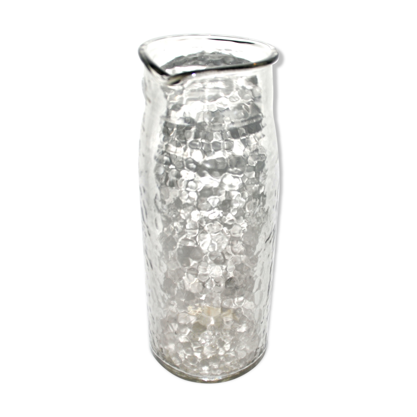Vintage water pitcher in hammered moulded glass 25cm