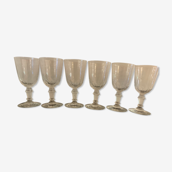 6 old blown foot glasses in Baccarat glass