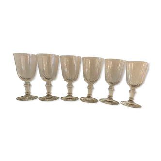 6 verres à pied soufflés anciens en verre Baccarat