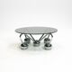 Table basse Sputnik en métal chromé et verre fumé, années 1970, Italie
