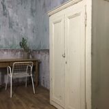 Old wardrobe, aged white patina