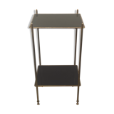 Gold metal harness with two black colored glass trays