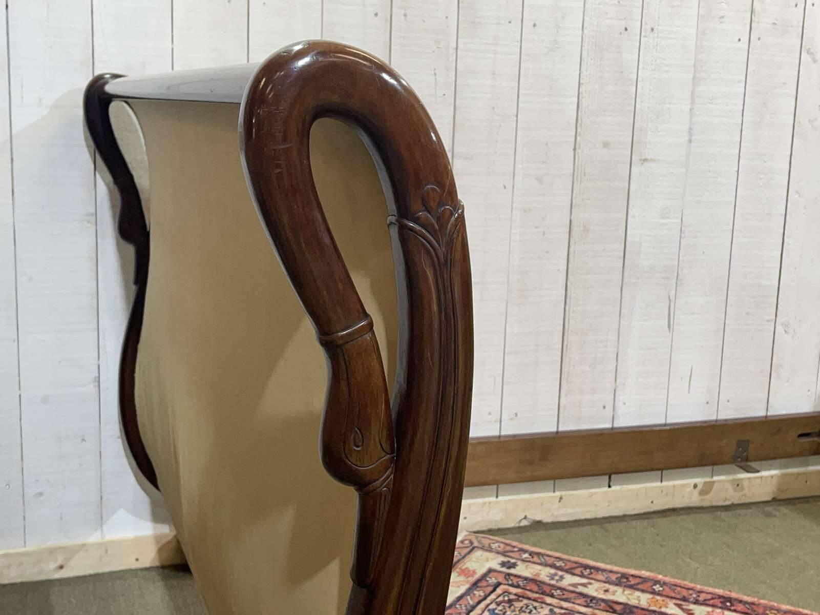Early 19th century Empire mahogany bed with swan neck finials and claw feet