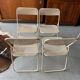 Set folding table and its 4 folding chairs perforated metal cream color - 70s