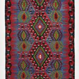 5x10 Blue & Red Vintage Kilim Rug, 154x305Cm