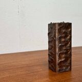 Brutalist metal block vase from the mid-century, 1960s.