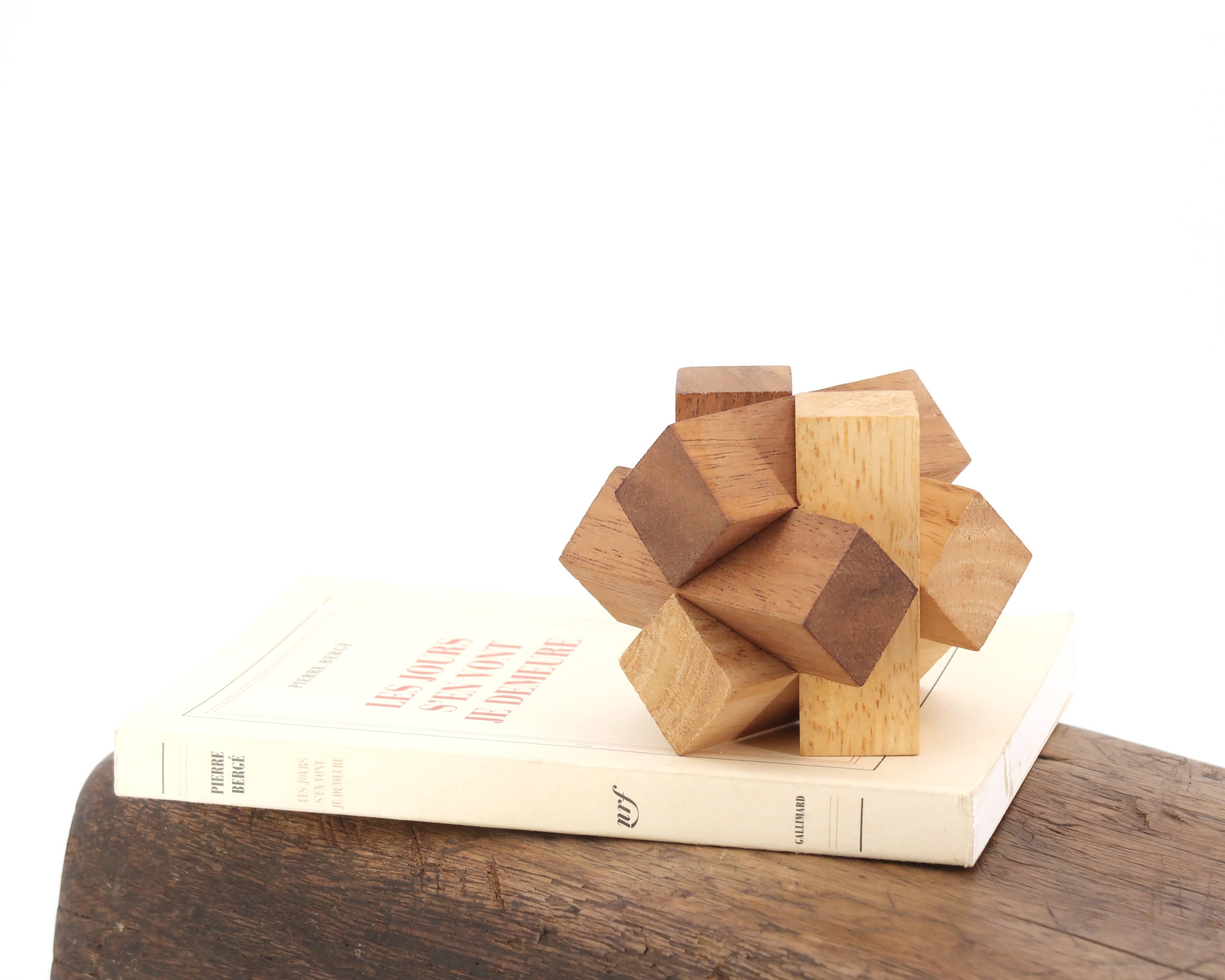 Wooden puzzle paperweight, 1970s