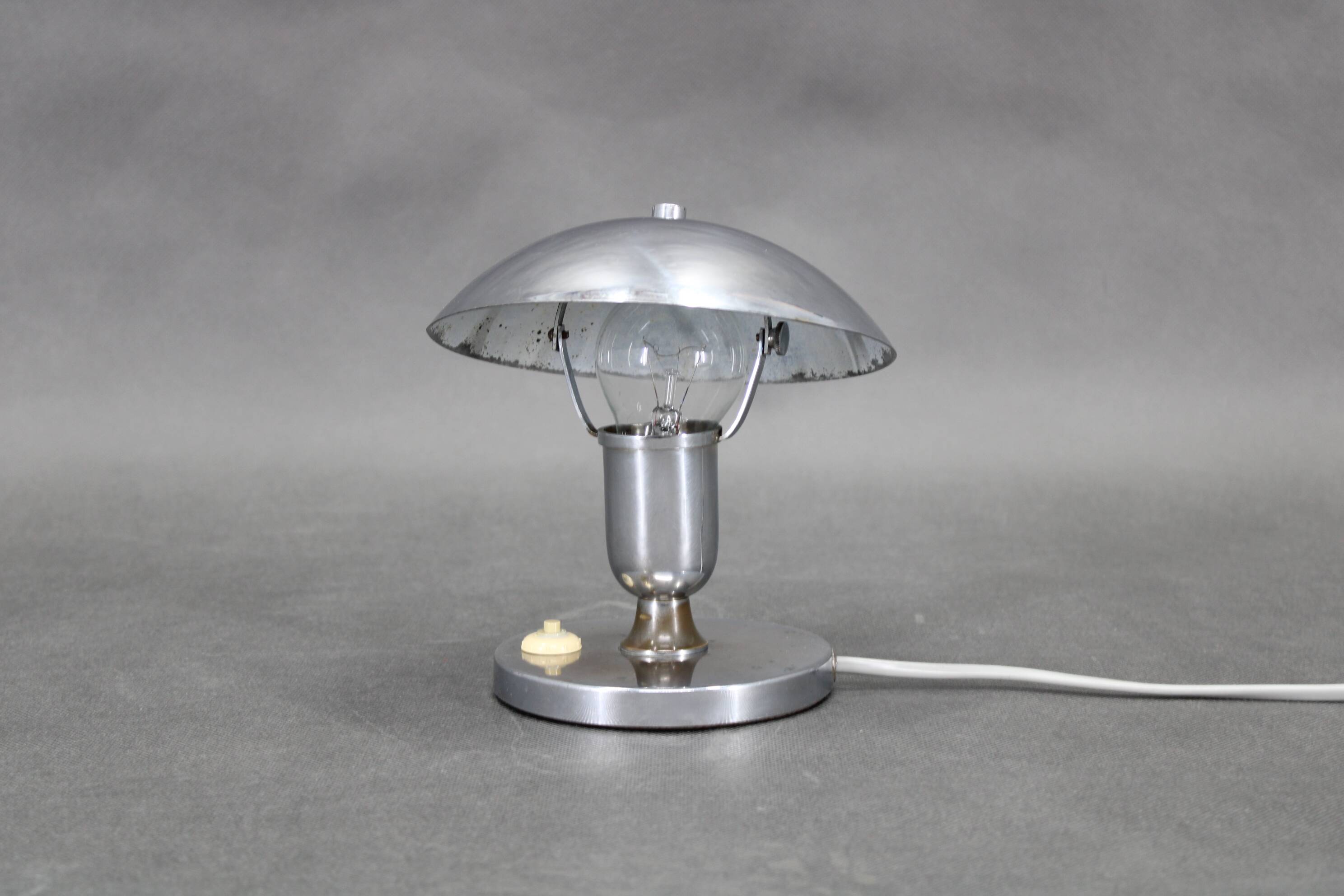1930s Bauhaus Nickel Table Lamp, Czechoslovakia