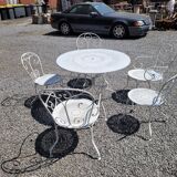 Old wrought iron garden furniture 3 armchairs + 2 chairs