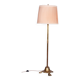 Restored Brass Art Deco Floor Lamp, France, Original Textile Shade, 1920s