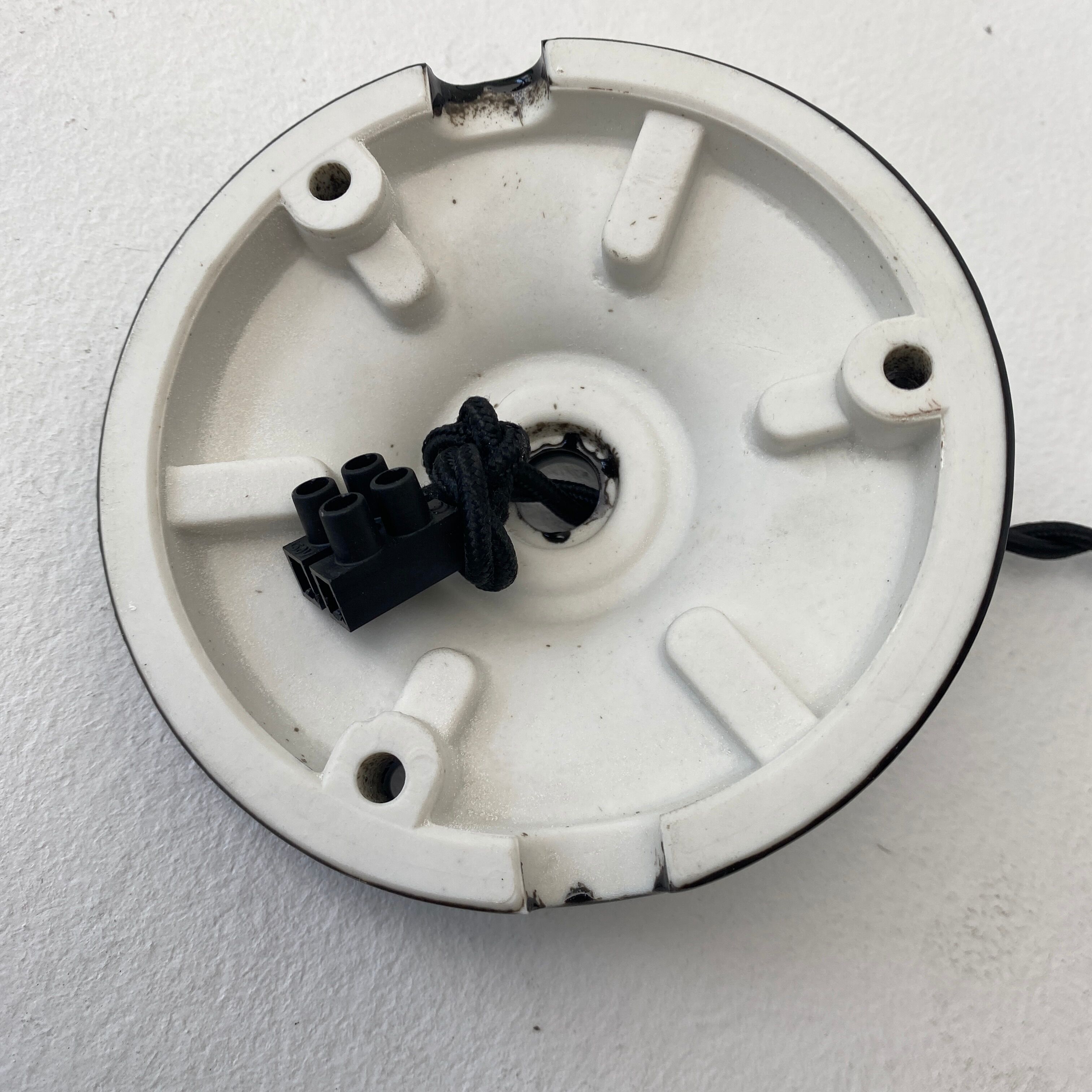 Old green enamelled conical industrial hanging lamp