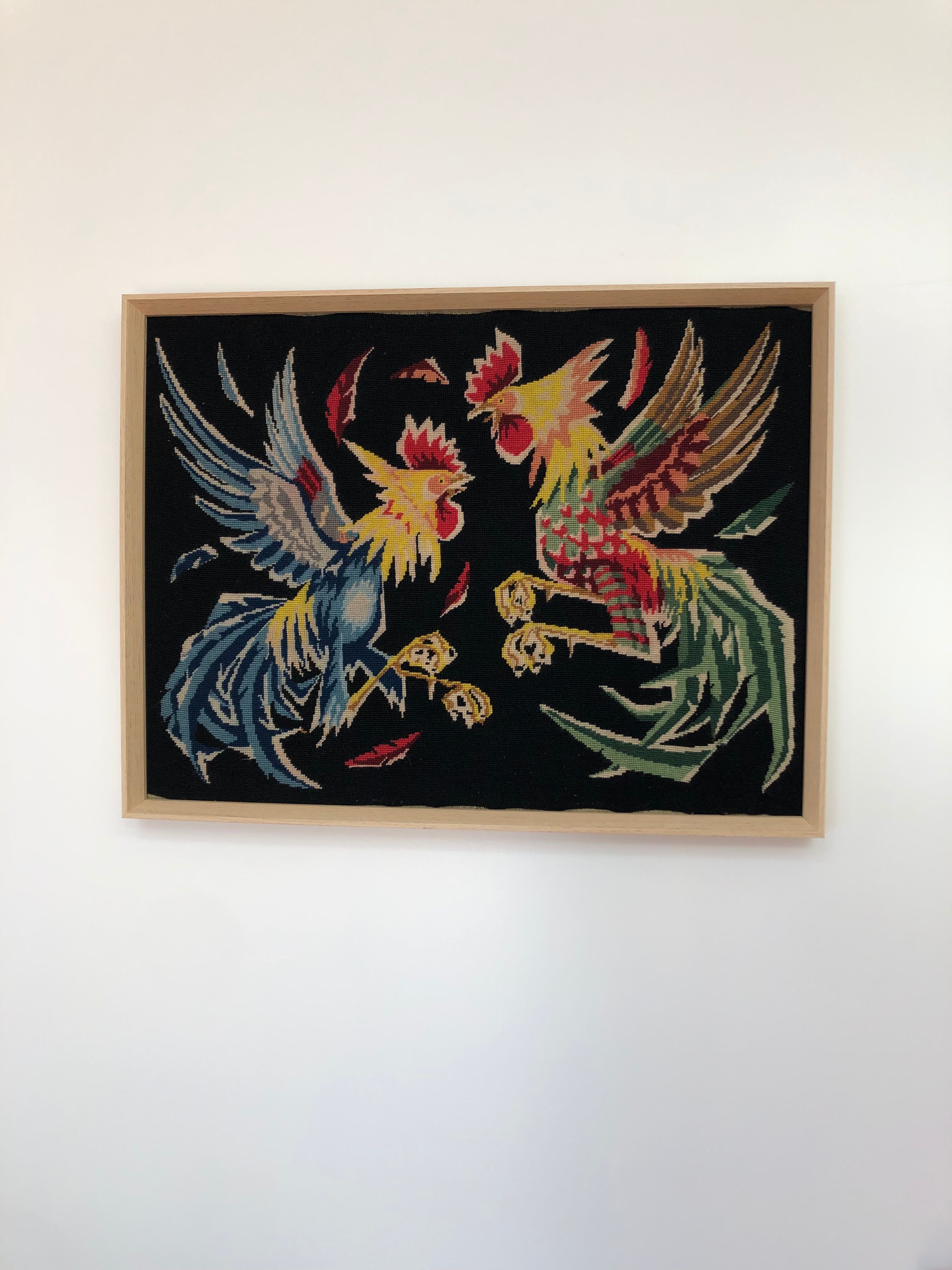 Tapestry vintage cockfight canvas