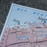 Old poster-school map Rossignol year 50 Tunisia, Algeria