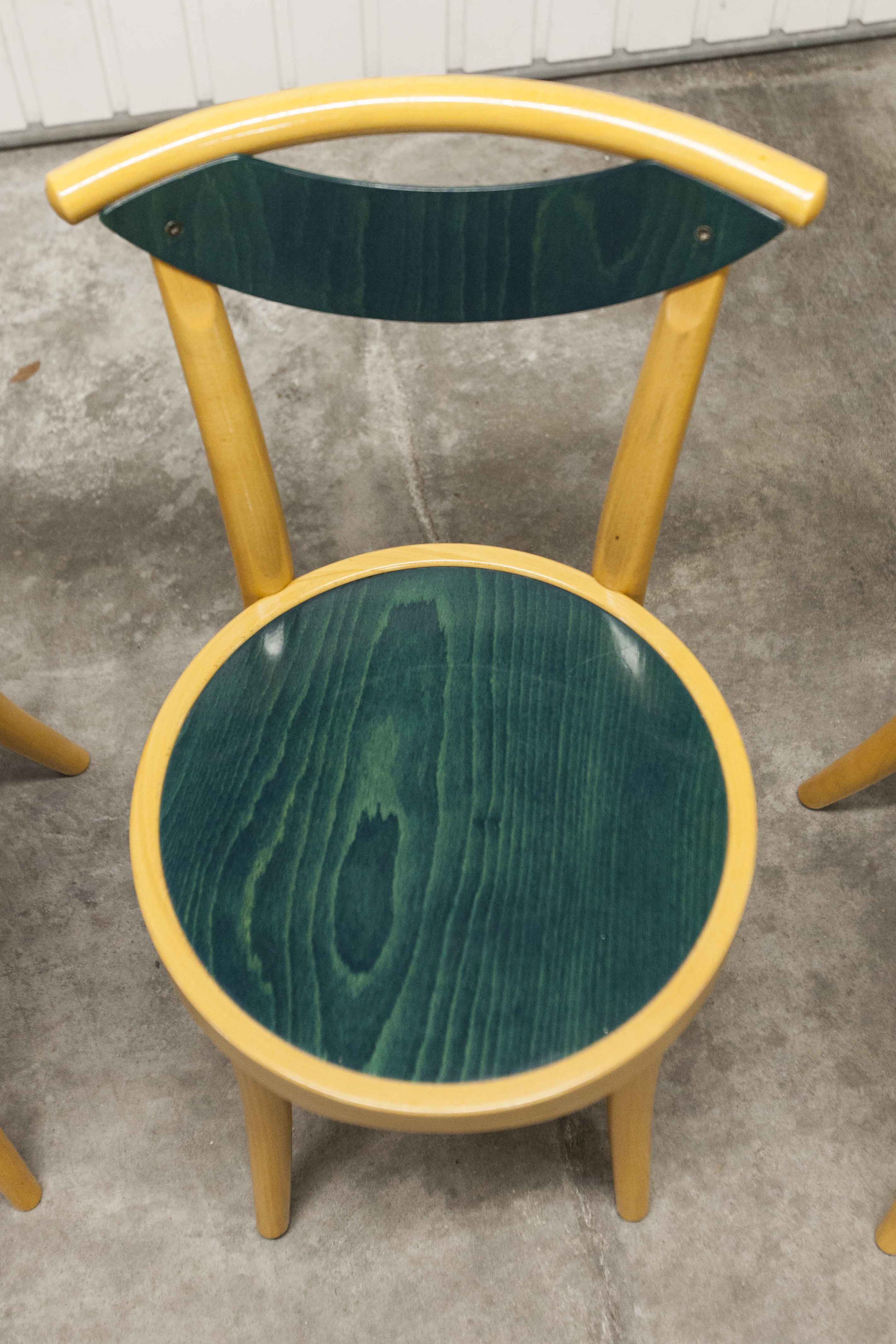 set of 4 chairs bistro Baumann model "Pollen café" design Pagnon / Pelhaître 1997