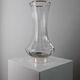Vintage glass vase from the 1980s, transparent glass with fine linear pattern and silver metal details, elegant sculptural flower vase, gift idea.