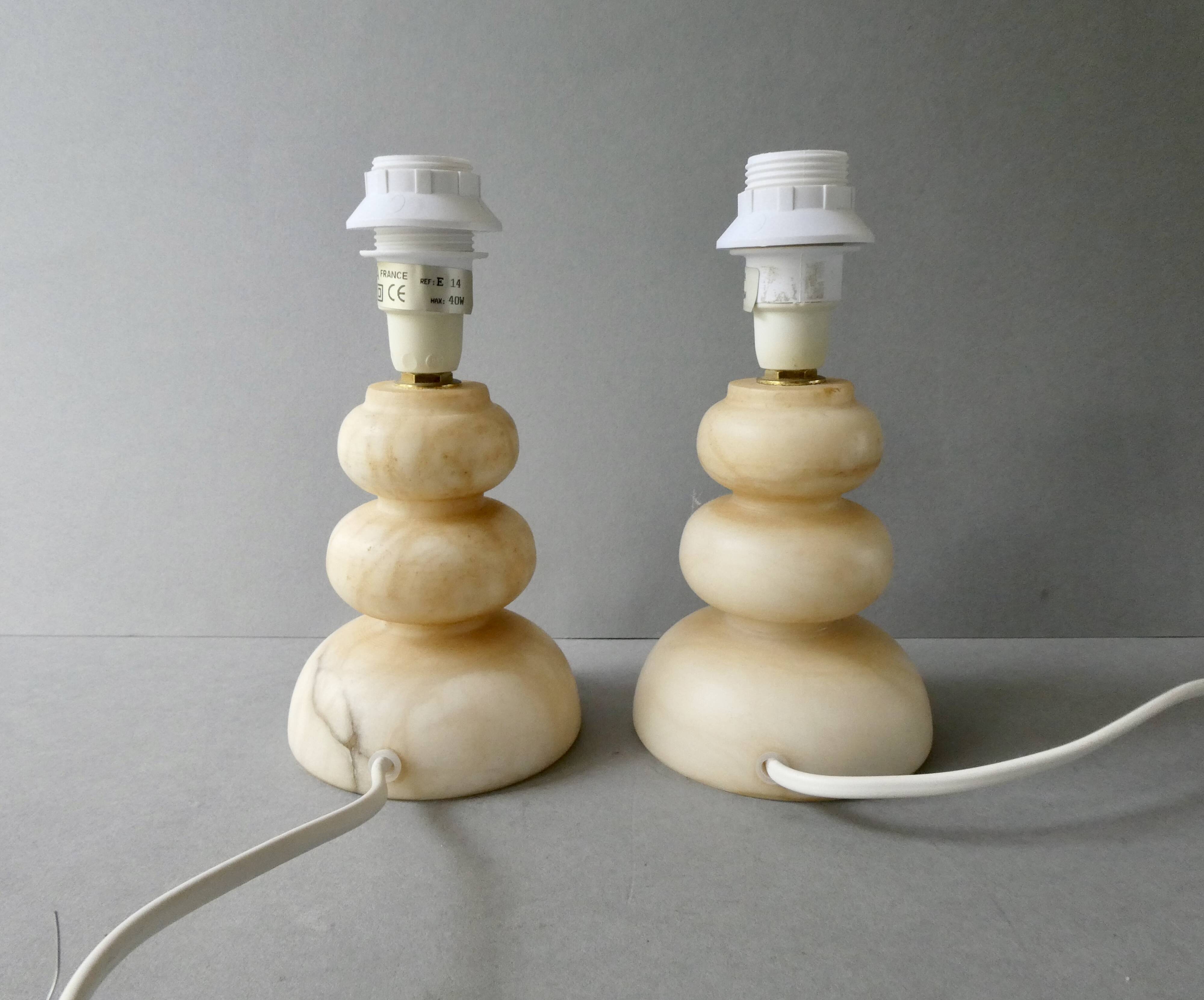 Paire de lampes en albâtre, années 70-80