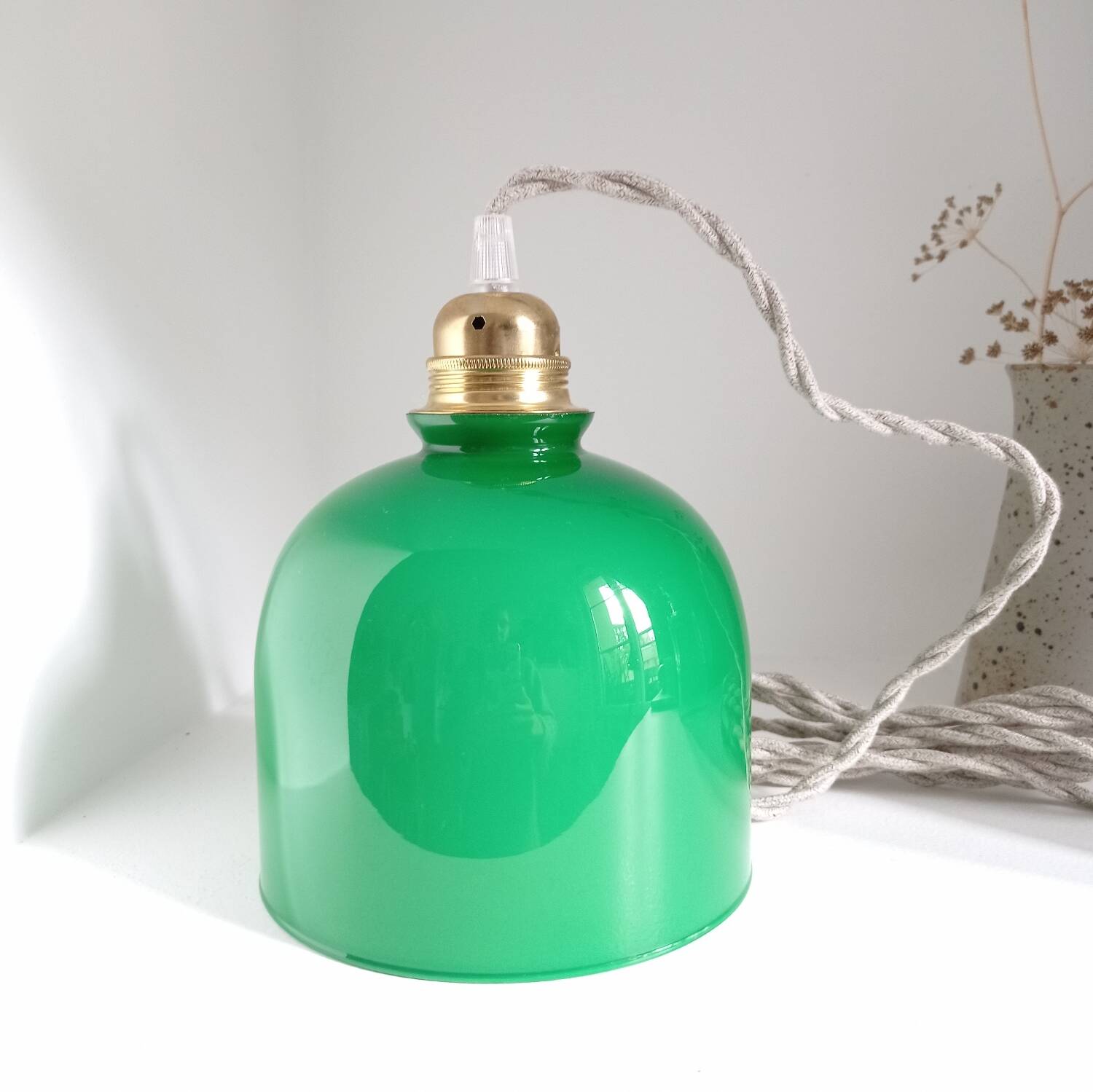 Vintage green opaline pendant light