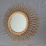 Rattan and wicker mirror from the 1970s 50cm