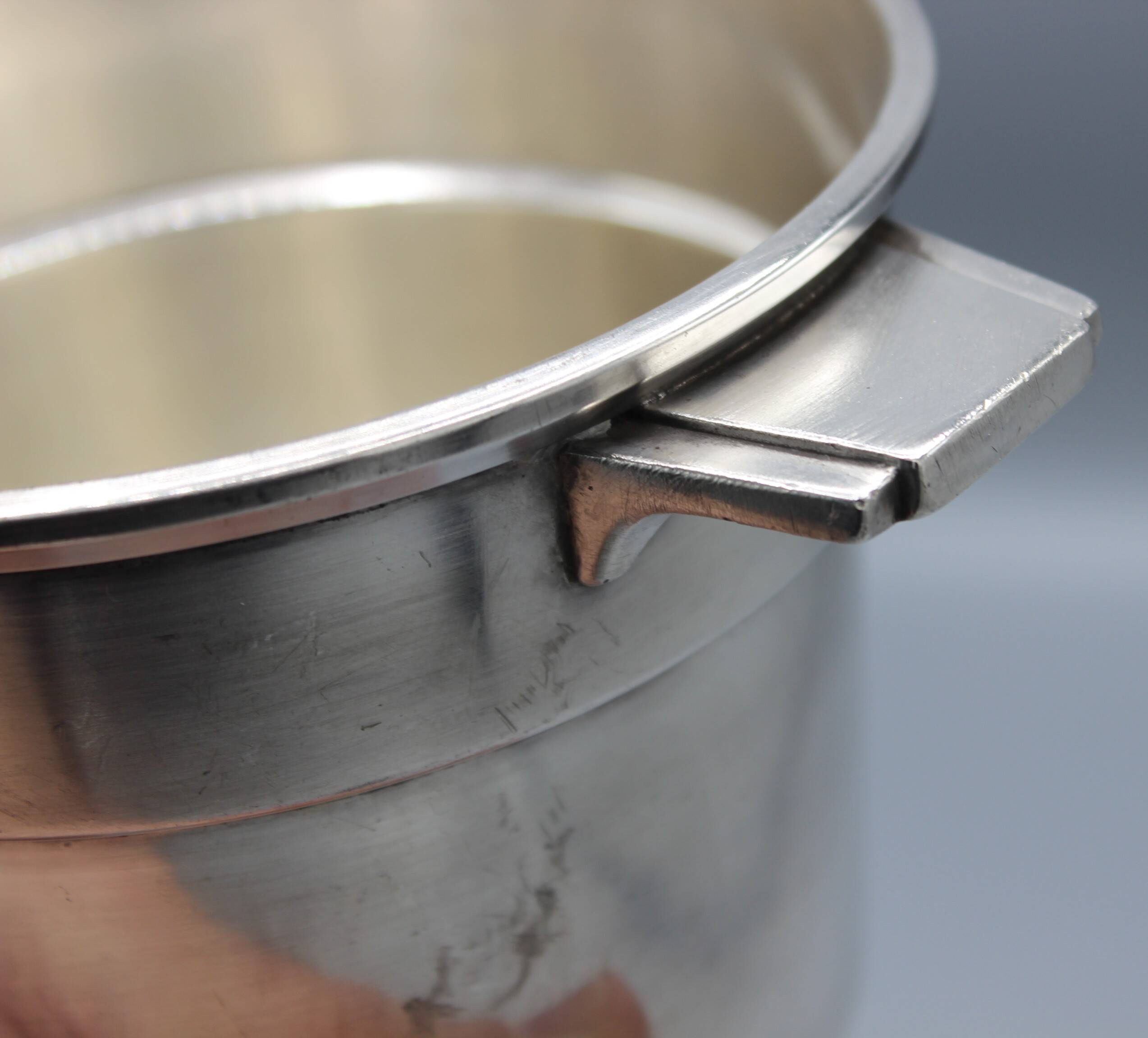 small champagne ice bucket cooler silver metal bottle art deco