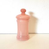 Pink opaline apothecary box, jar, pocket tray