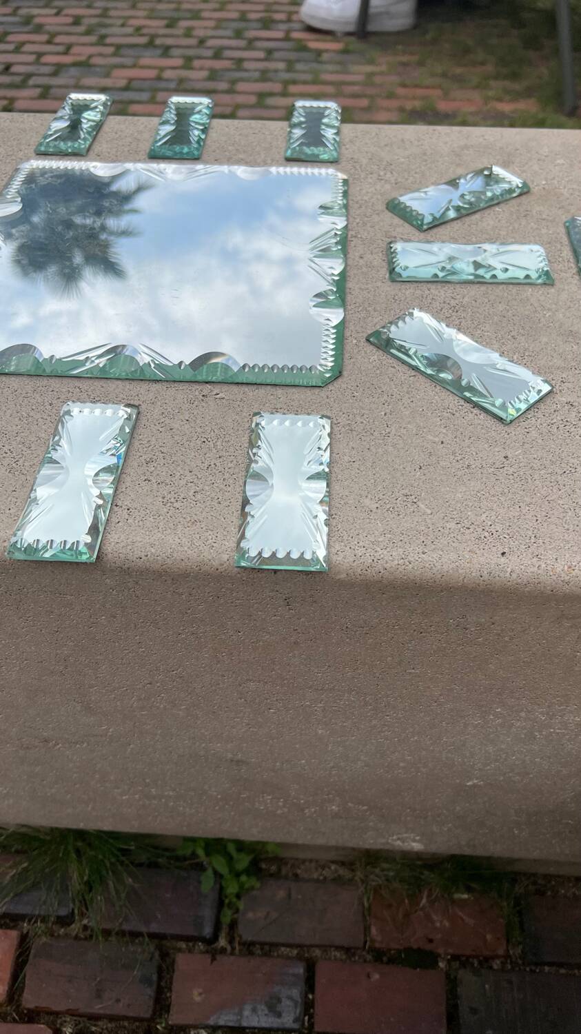 Beveled mirror glass - knife holders bottle coasters