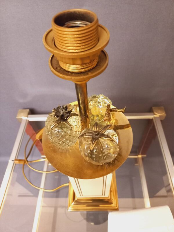 Grande lampe Design en laiton et laque ivoire