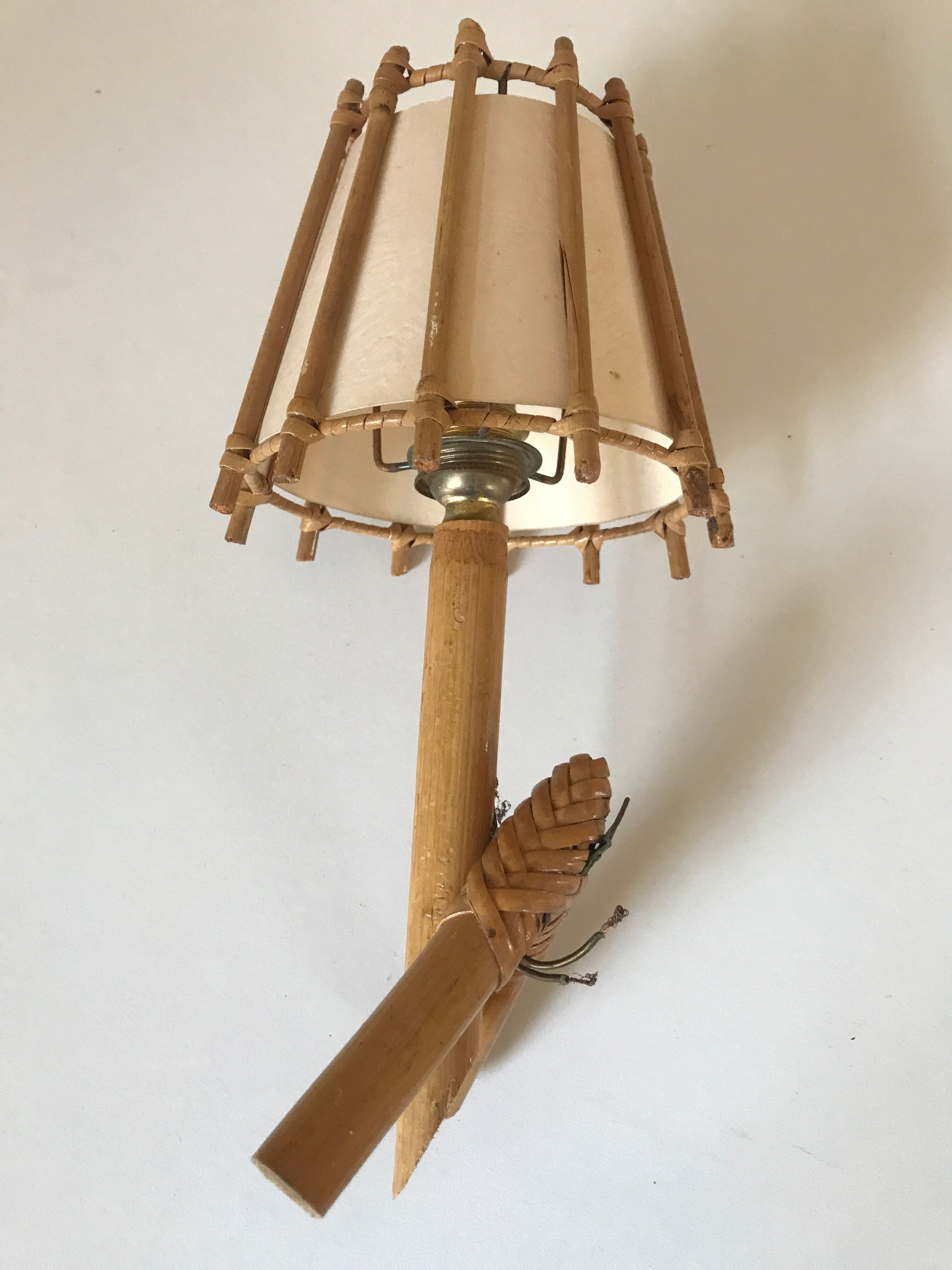 Vintage rattan wall lamp design 60 years