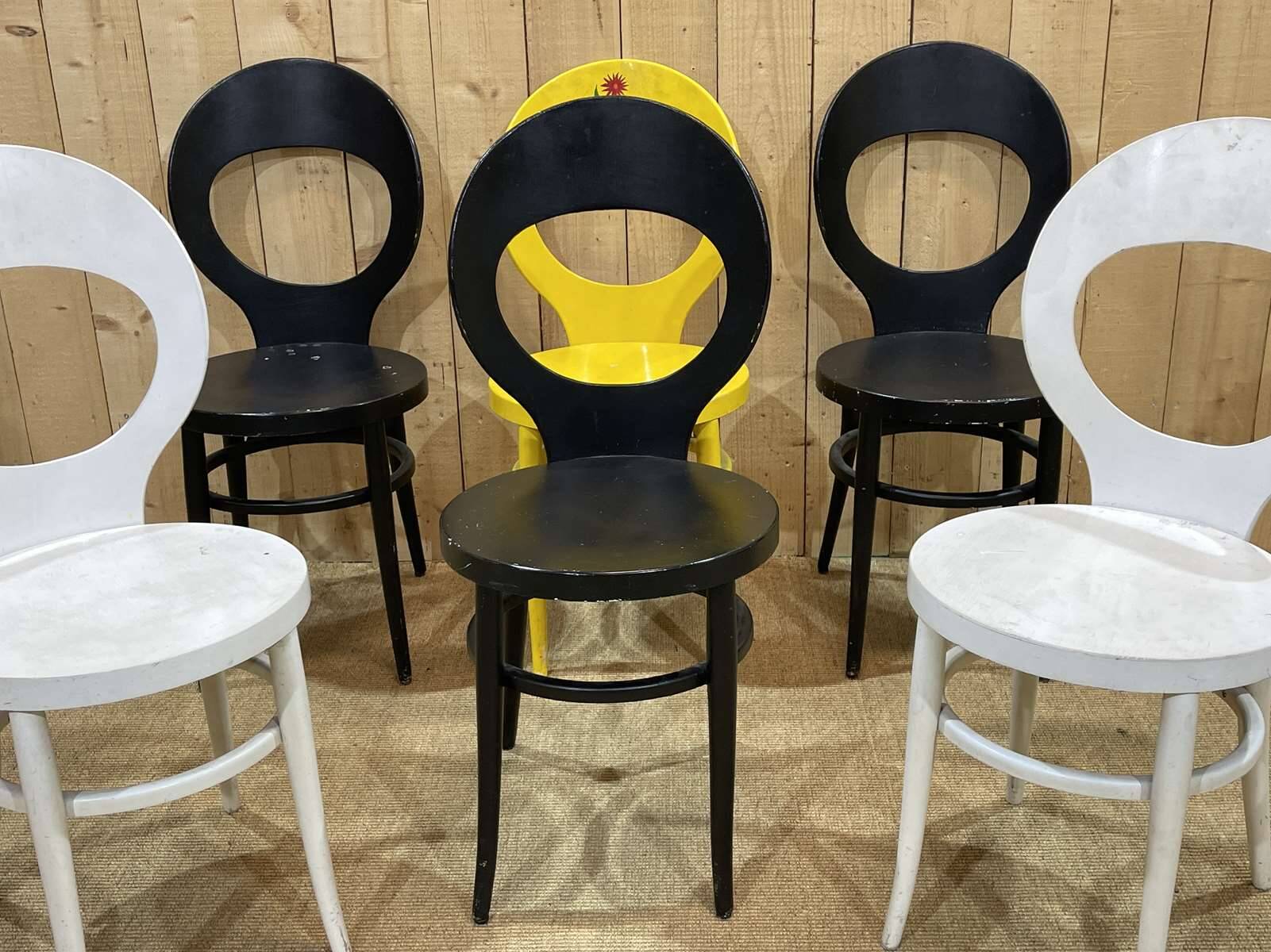 Series of 6 Baumann Mouette model chairs from the 70s