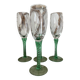 4 champagne flutes, Italian glassware, 1960s, green twisted stem