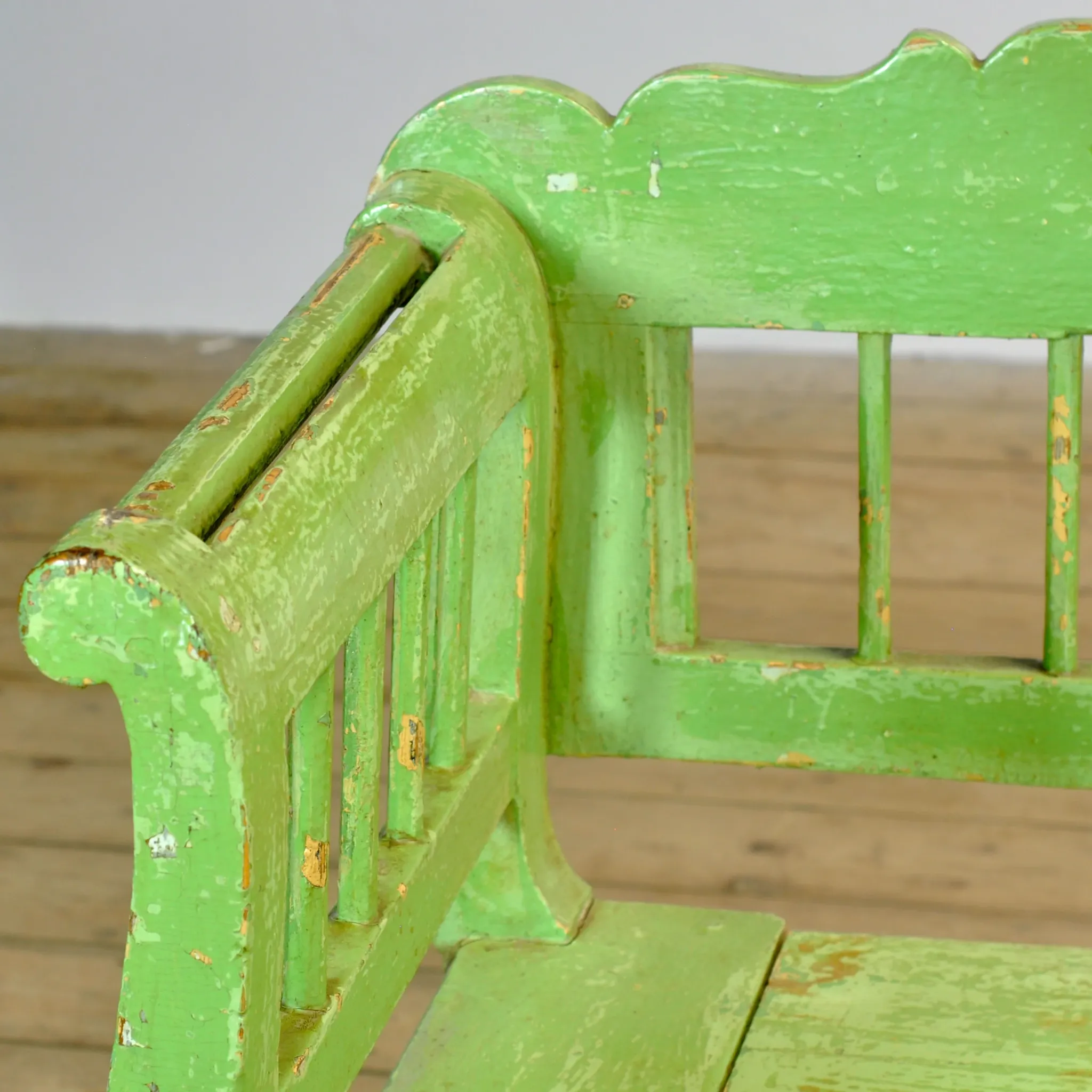 Banc en pin ancien avec rangement, années 1900