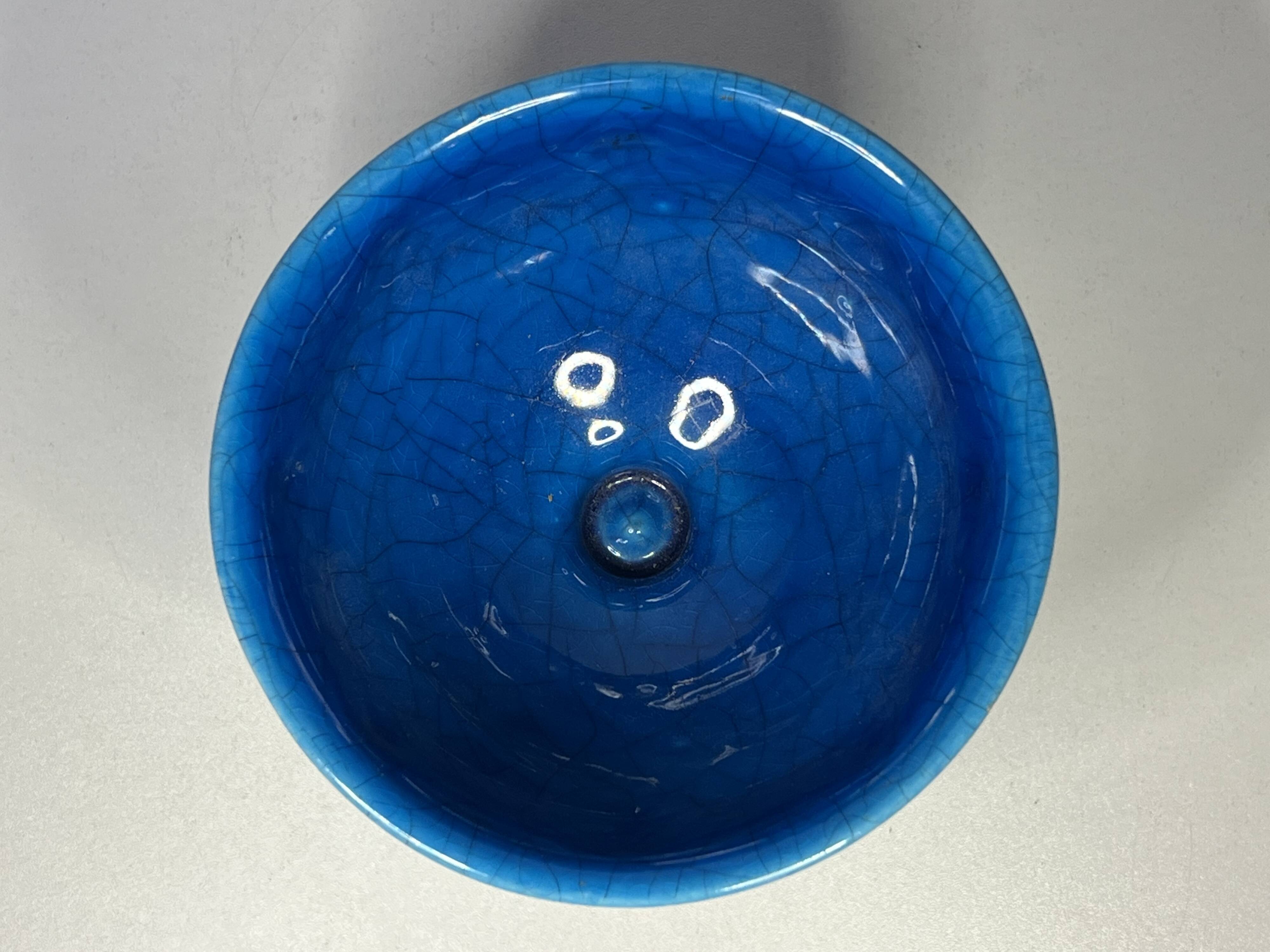 coupe en céramique craquelée bleu italy design XXème