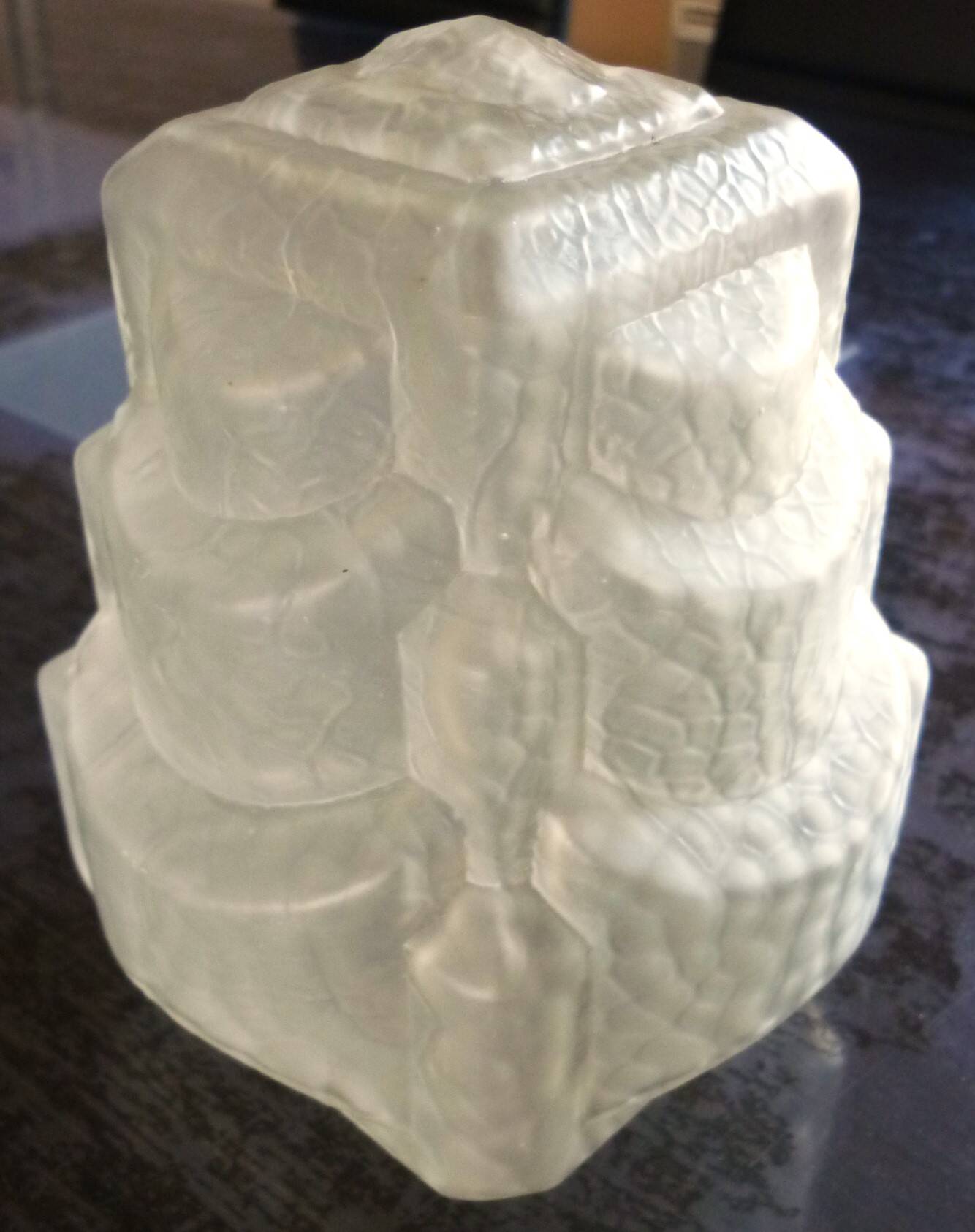 Art deco pendant lamp, frosted glass globe, skyscraper, building