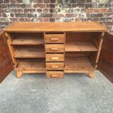 Buffet reconstruction René Gabriel vintage, meuble ancien dit de sinistrés
