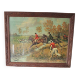 Old framed painting: hunting