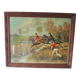 Old framed painting: hunting