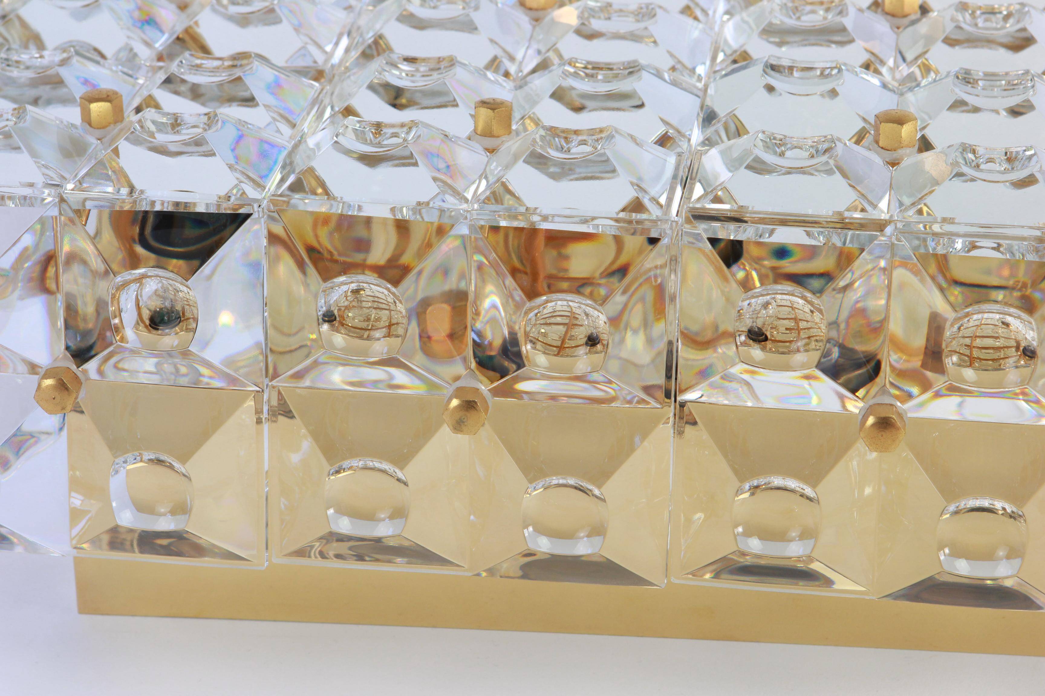 Large crystal faceted ceiling light by Kinkeldey, Germany, 1970s.