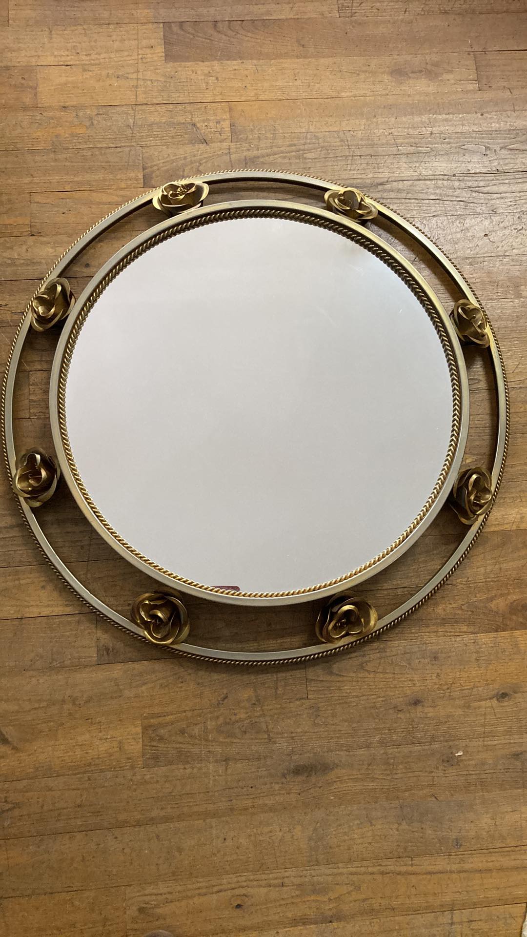 Golden mirror Holywood Regency in gilded metal